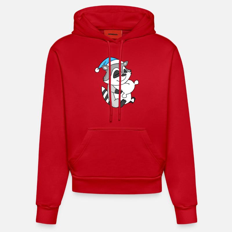 Bébé raton laveur - Sweat à capuche bio ajusté fabriqué en UE - rouge