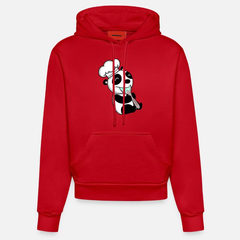 Panda Chef Mignon - Sweat à capuche bio ajusté fabriqué en UE - rouge