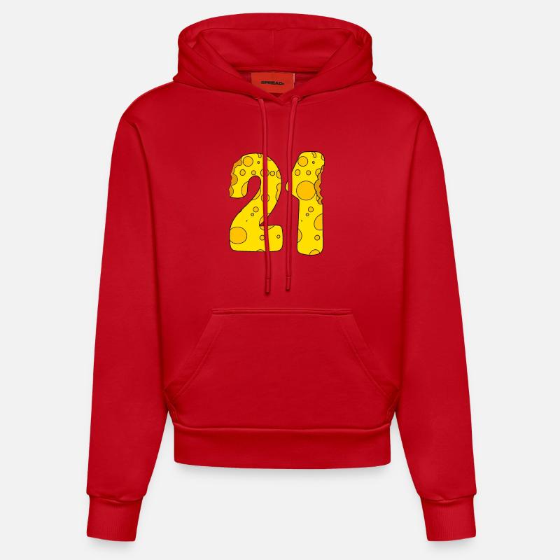 21 ans - 21e anniversaire - 1921 - Sweat à capuche bio ajusté fabriqué en UE - rouge