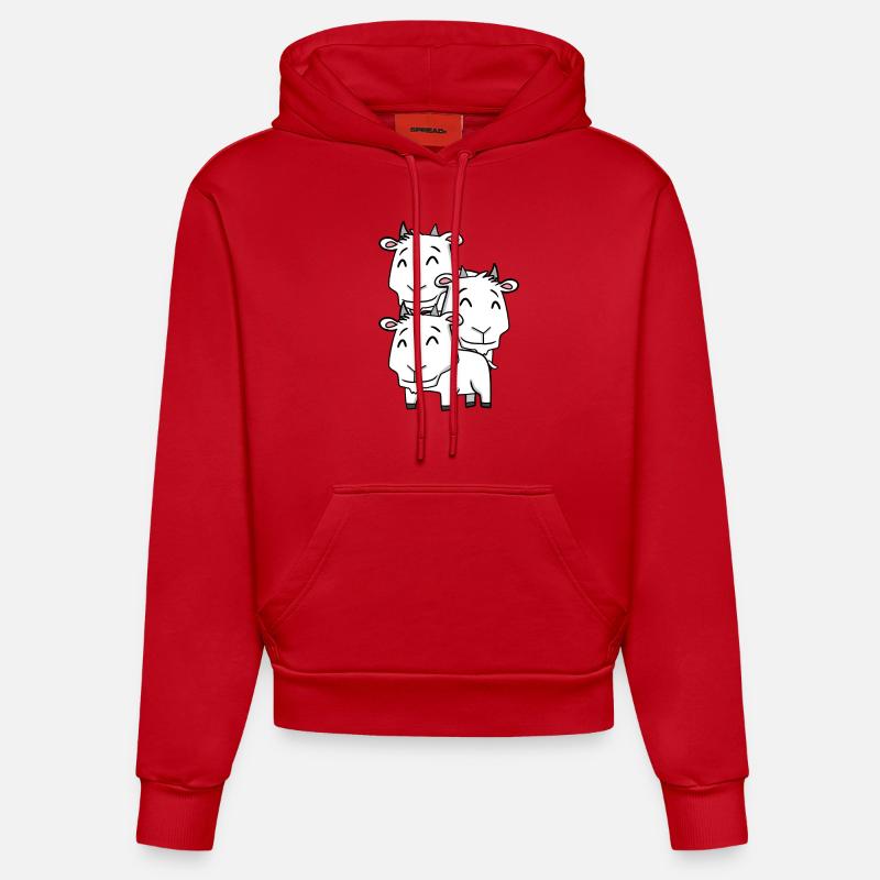 Chèvres mignonnes - Chèvre - Sweat à capuche bio ajusté fabriqué en UE - rouge