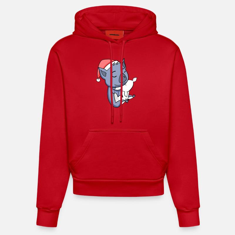 Noël des chauves-souris - Sweat à capuche bio ajusté fabriqué en UE - rouge