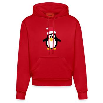 Weihnachten Pinguin - Organic Fitted Hoodie Made in EU - Rot - Vorne
