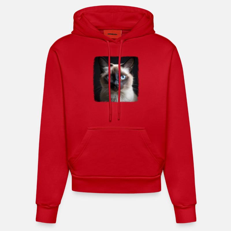 Chat balinais Balinesenkatze - Sweat à capuche bio ajusté fabriqué en UE - rouge