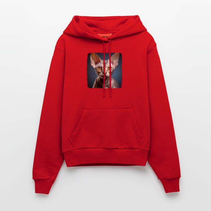 Devon Rex Kätzchen Devon Rex Katze Organic Fitted Hoodie Made in EU