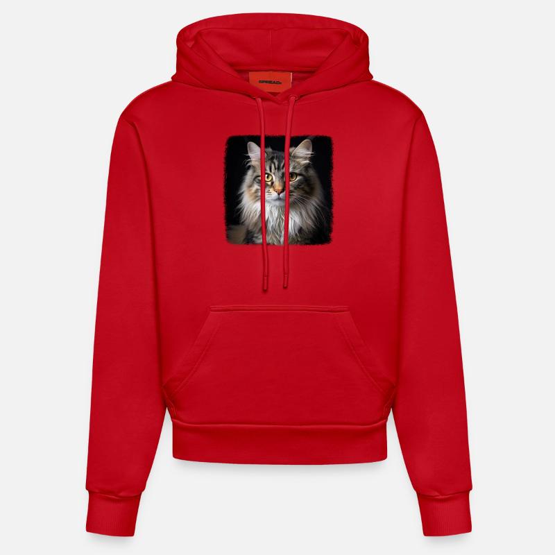 Ragamuffin Chaton Ragamuffin Chat - Sweat à capuche bio ajusté fabriqué en UE - rouge