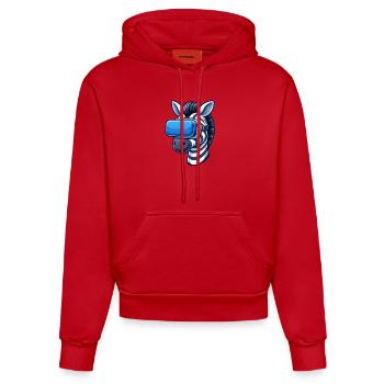 Cooler Zebra VR-Gamer - Organic Fitted Hoodie Made in EU - Rot - Vorne