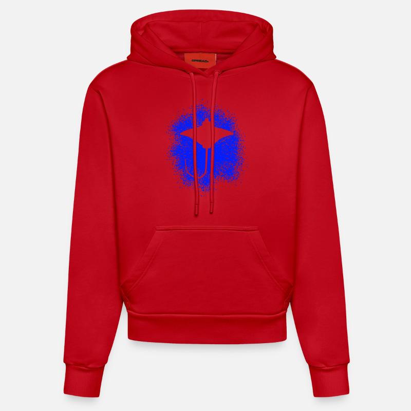 Ray – Flotteur élégant des mers - Sweat à capuche bio ajusté fabriqué en UE - rouge