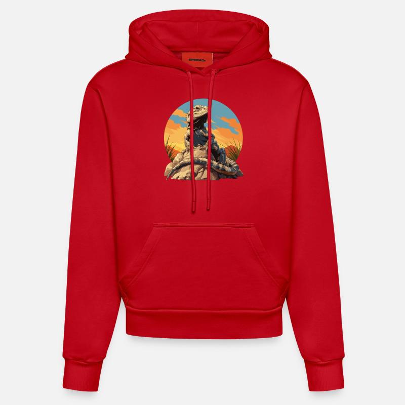Agamen Agame - Sweat à capuche bio ajusté fabriqué en UE - rouge