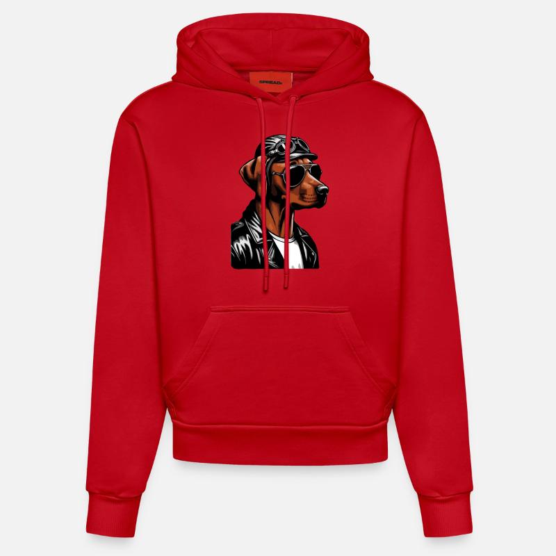 Rhodesian Ridgeback Cool Rhodesian Ridgebacks - Organic Fitted Hoodie Made in EU - red
