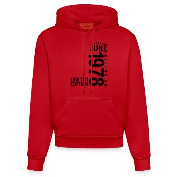 Anniversaire Juin 1978 Juin né en Juin 1978 - Sweat à capuche bio ajusté fabriqué en UE - rouge - Devant