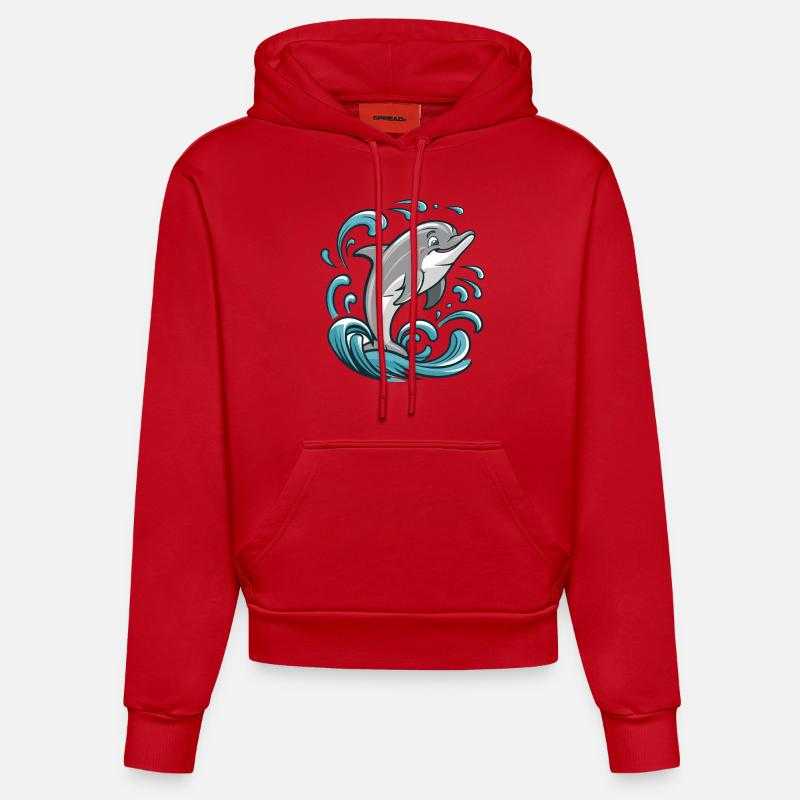 DAUPHIN - Sweat à capuche bio ajusté fabriqué en UE - rouge