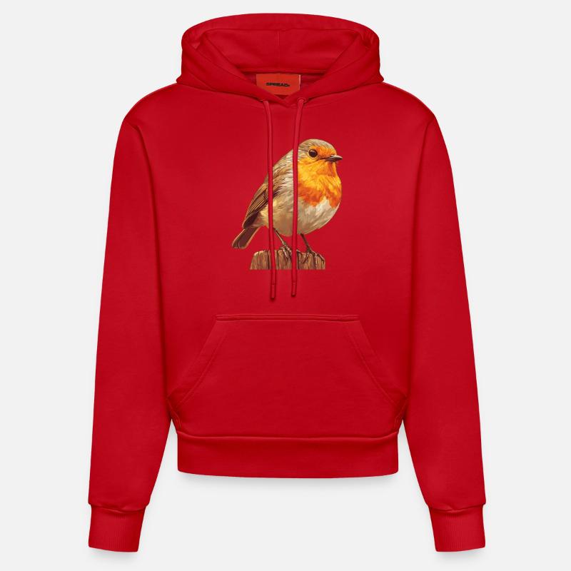 Robin Rotkehlchen - Sweat à capuche bio ajusté fabriqué en UE - rouge