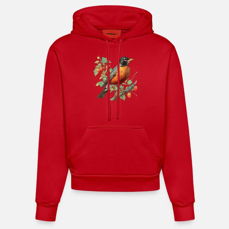 Robin Rotkehlchen - Sweat à capuche bio ajusté fabriqué en UE - rouge