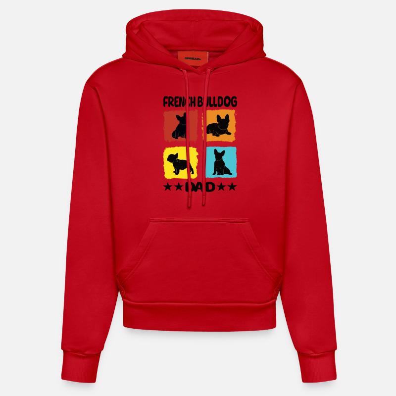 Papa bouledogue français - Sweat à capuche bio ajusté fabriqué en UE - rouge