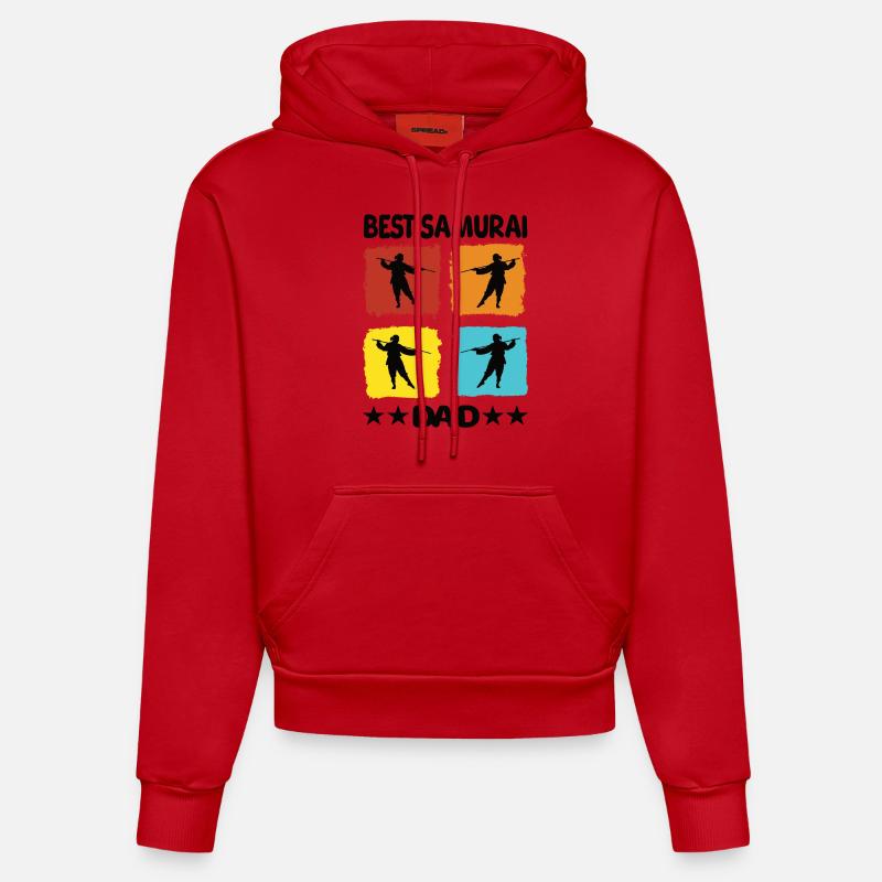 Meilleur père samouraï - Sweat à capuche bio ajusté fabriqué en UE - rouge