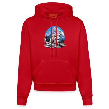 Snow Leopard Schneeleoparden Schneeleopard - Organic Fitted Hoodie Made in EU - red - Front