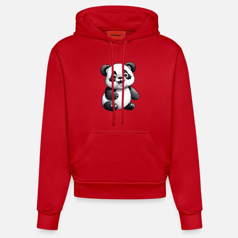 Panda Animal - Sweat à capuche bio ajusté fabriqué en UE - rouge