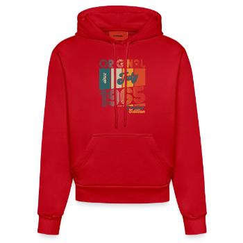 60ème Anniversaire Original Juillet 1965 Millésime 1965 - Sweat à capuche bio ajusté fabriqué en UE - rouge - Devant