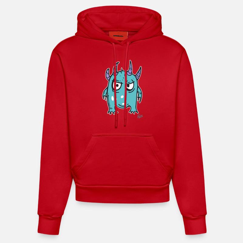 Petit monstre - Sweat à capuche bio ajusté fabriqué en UE - rouge