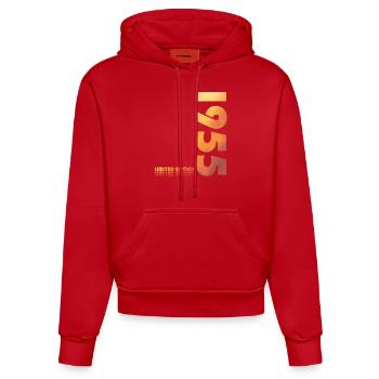 70. Geburtstag Legendär Juni 1955 Jahrgang 1955 - Organic Fitted Hoodie Made in EU - Rot - Vorne