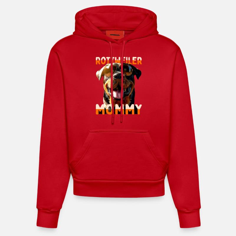 Rottweiler Maman Maman Chiens - Sweat à capuche bio ajusté fabriqué en UE - rouge