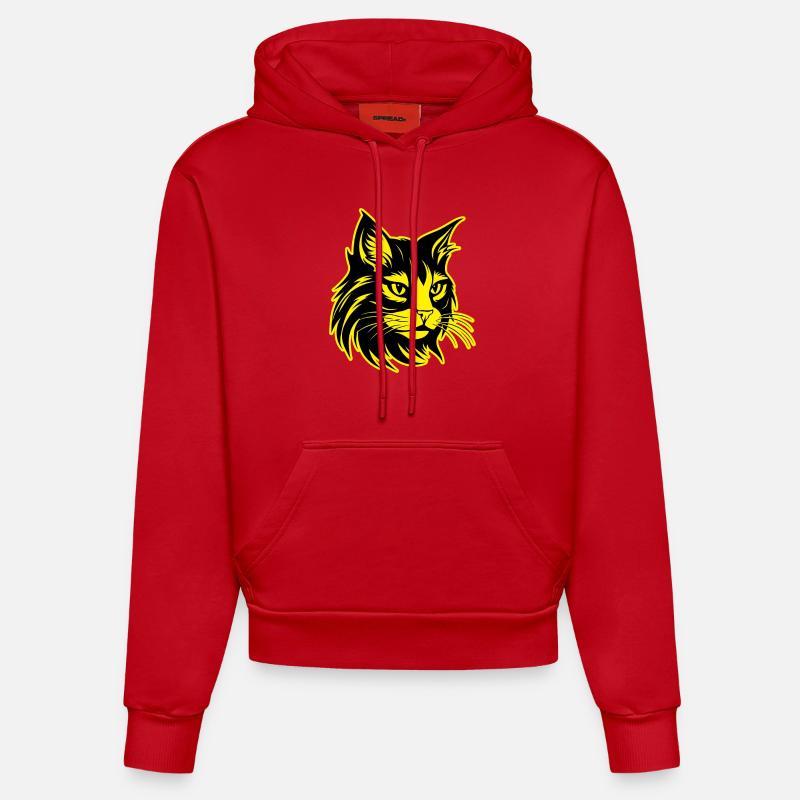 Chat Portrait D’animal - Sweat à capuche bio ajusté fabriqué en UE - rouge