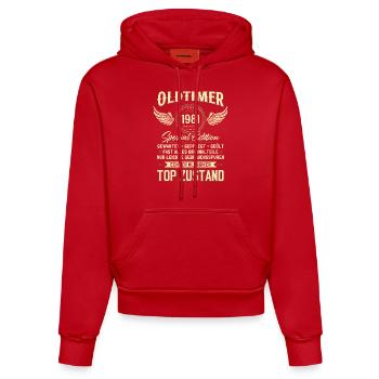 43. Geburtstag Oldtimer September 1981 Jahrgang 81 - Organic Fitted Hoodie Made in EU - Rot - Vorne