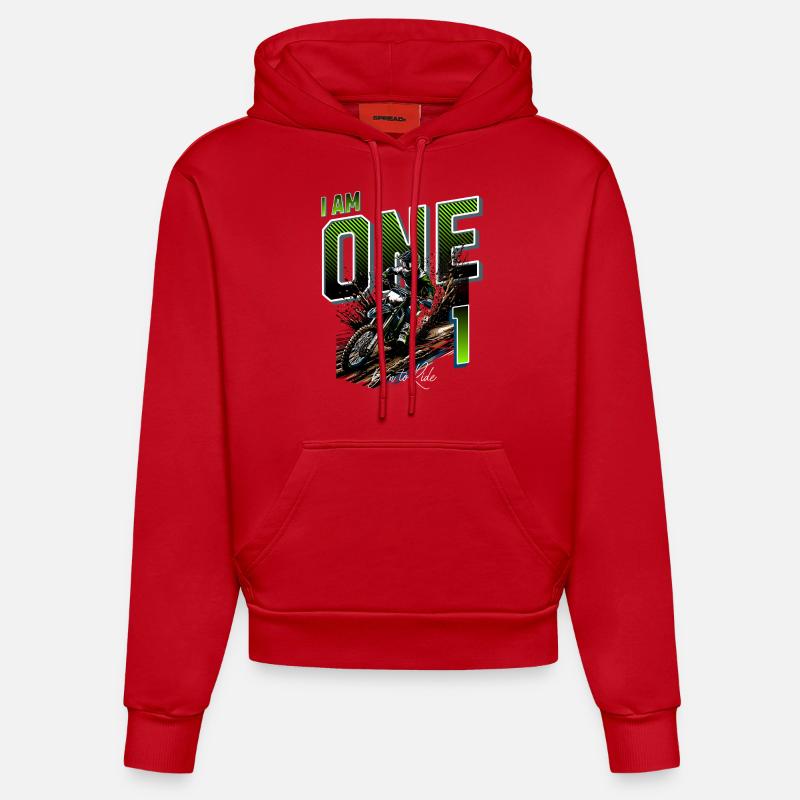 1er anniversaire de motocross - Sweat à capuche bio ajusté fabriqué en UE - rouge