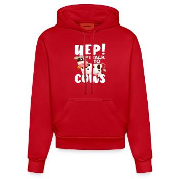 Yep! Ich Spreche Mit Kühen Lustige Kuh - Organic Fitted Hoodie Made in EU - Rot - Vorne