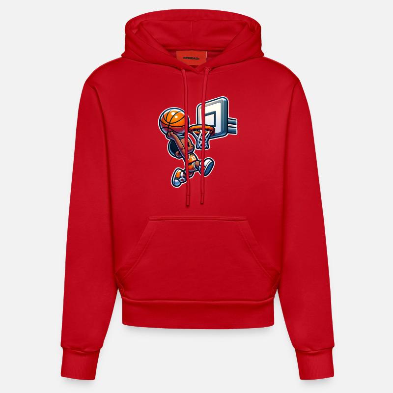 Dunking de basket-ball - Sweat à capuche bio ajusté fabriqué en UE - rouge