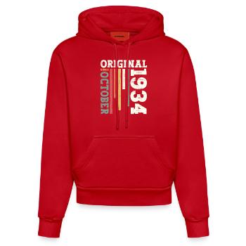 90. Geburtstag Legende Oktober 1934 Jahrgang 34 - Organic Fitted Hoodie Made in EU - Rot - Vorne