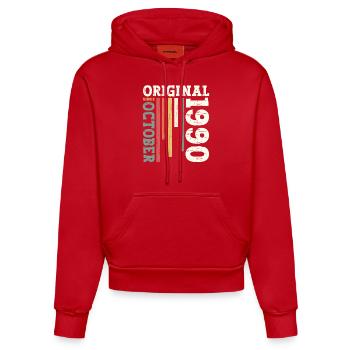 35. Geburtstag Original Oktober 1990 Jahrgang 90 - Organic Fitted Hoodie Made in EU - Rot - Vorne