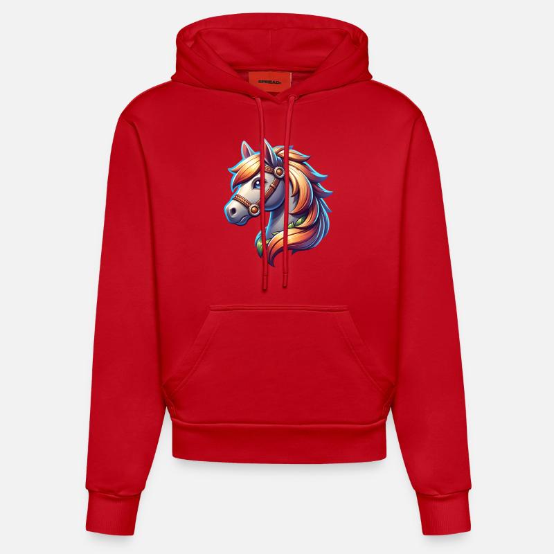 Cheval - Sweat à capuche bio ajusté fabriqué en UE - rouge