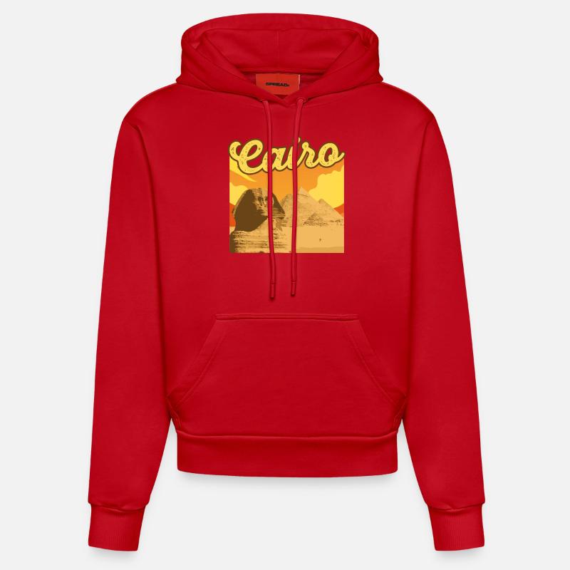 Hiéroglyphes Le Caire Mythologie égyptienne - Sweat à capuche bio ajusté fabriqué en UE - rouge