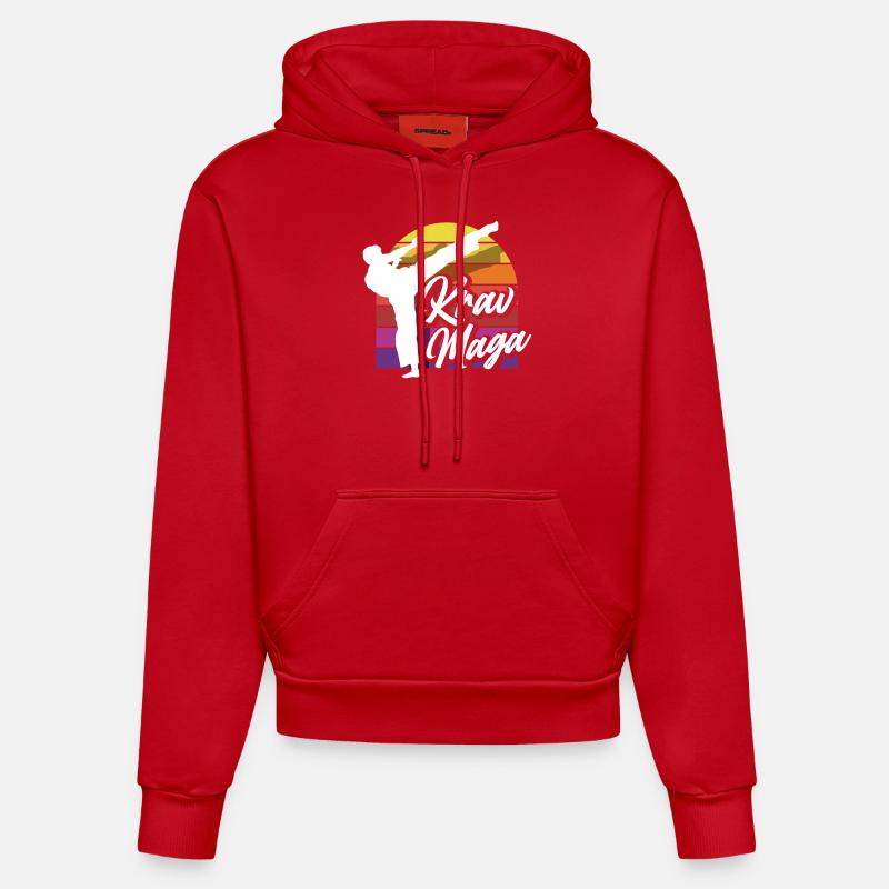 Krav Maga Rétro - Sweat à capuche bio ajusté fabriqué en UE - rouge