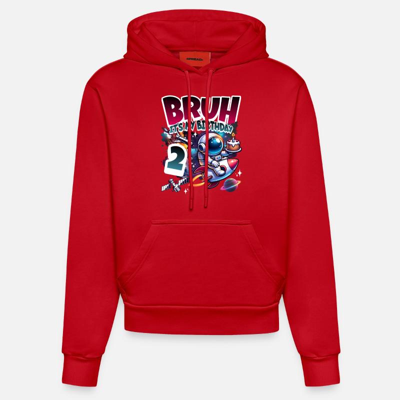 Astronaute 2e anniversaire Espace - Sweat à capuche bio ajusté fabriqué en UE - rouge