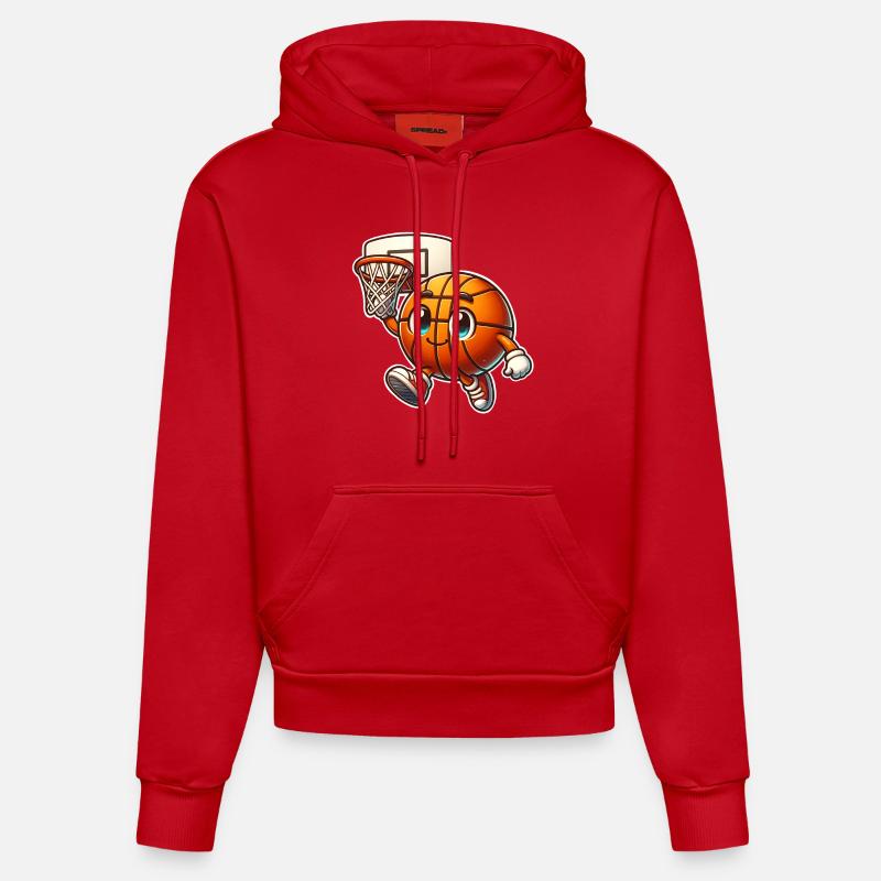 Basket-ball Joueurs de basket-ball - Sweat à capuche bio ajusté fabriqué en UE - rouge