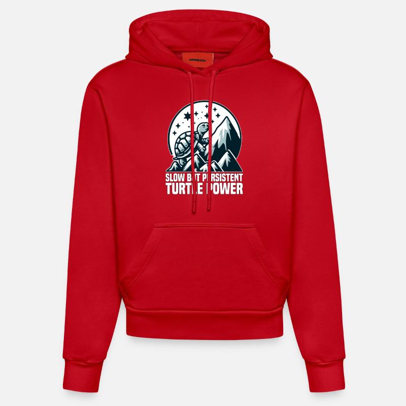 LANGSAME, ABER AUSDAUERNDE TURTLE-POWER - Organic Fitted Hoodie Made in EU - Rot