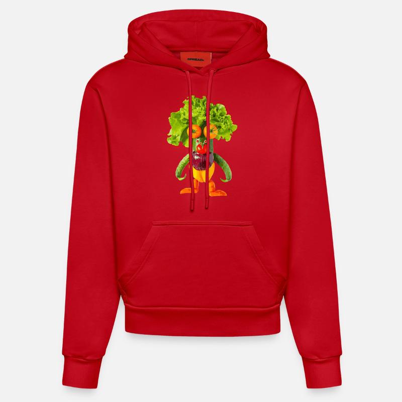 Légumes, Monstre - Sweat à capuche bio ajusté fabriqué en UE - rouge