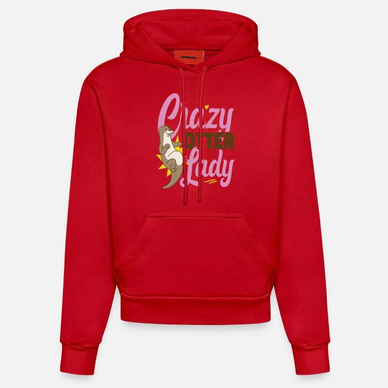 Loutre folle loutre dame - Sweat à capuche bio ajusté fabriqué en UE - rouge
