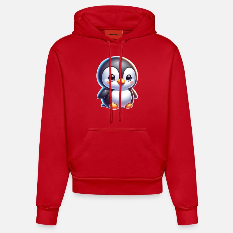 Pingouin - Sweat à capuche bio ajusté fabriqué en UE - rouge