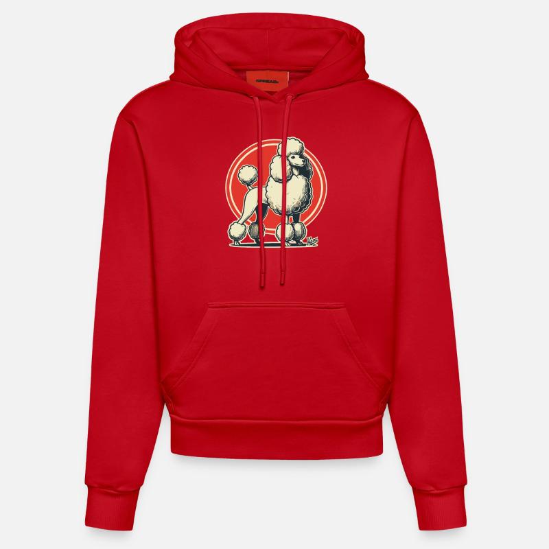 Caniche rétro majestueux - Sweat à capuche bio ajusté fabriqué en UE - rouge