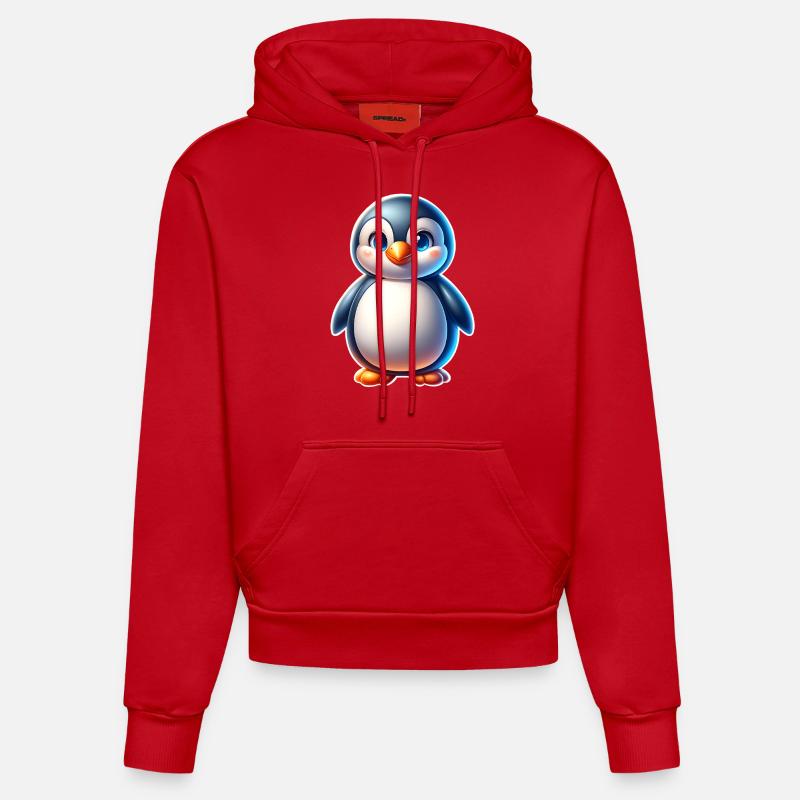 Pingouin - Sweat à capuche bio ajusté fabriqué en UE - rouge