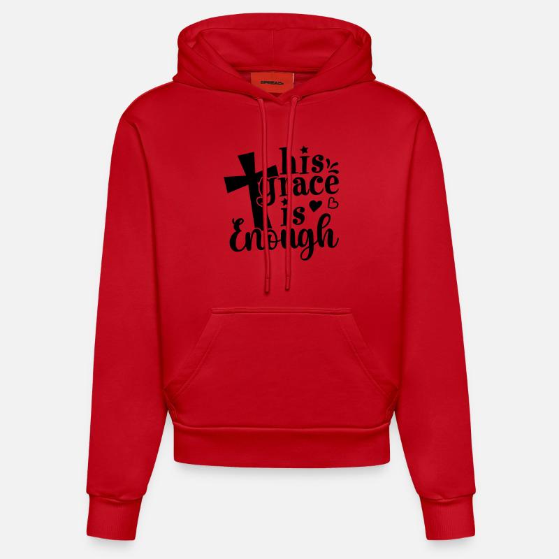 Sa grâce suffit - Sweat à capuche bio ajusté fabriqué en UE - rouge