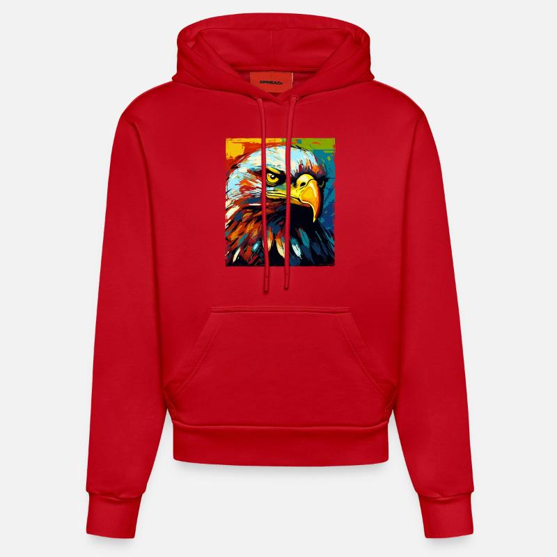 Portrait d’aigle - Sweat à capuche bio ajusté fabriqué en UE - rouge