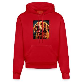 Portrait de chien Golden Retriever - Sweat à capuche bio ajusté fabriqué en UE - rouge - Devant