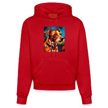 Jack Russel Terrier Hund Porträt - Organic Fitted Hoodie Made in EU - Rot - Vorne