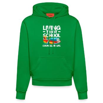 Live the School Counselor's Life - Organic Fitted Hoodie Made in EU - City Green - Front