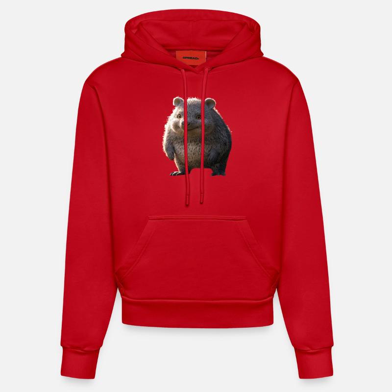 Wombat Australie Marsupial Mignon Wombat - Sweat à capuche bio ajusté fabriqué en UE - rouge