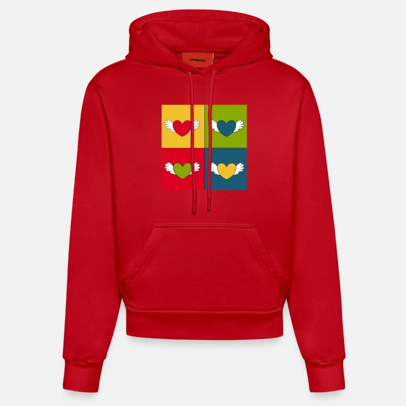 Cadeau Saint-Valentin Saint-Valentin - Sweat à capuche bio ajusté fabriqué en UE - rouge